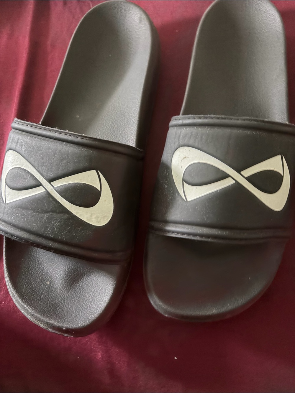Black Women's Slide Sandals with White Infinity Logo